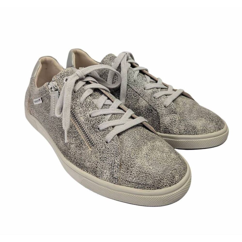 Mephisto Nikita Fog dot beige cream leather zip comfort sneaker womens 9.5